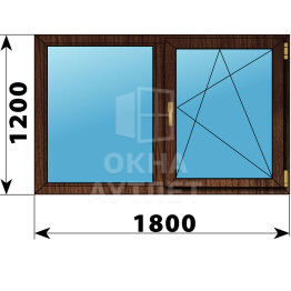 Двухстворчатое окно из дуба 1800×1200 Г-ПО ОА-47445