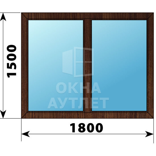 Двухстворчатое окно из дуба 1800×1500 Г-Г ОА-50285