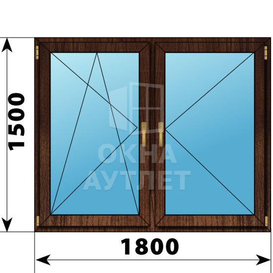 Двухстворчатое окно из дуба 1800×1500 ПО-П ОА-48156