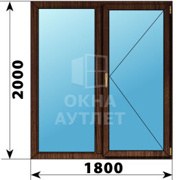 Двухстворчатое окно из дуба 1800×2000 Г-П ОА-47928