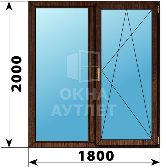 Двухстворчатое окно из дуба 1800×2000 Г-ПО ОА-47964