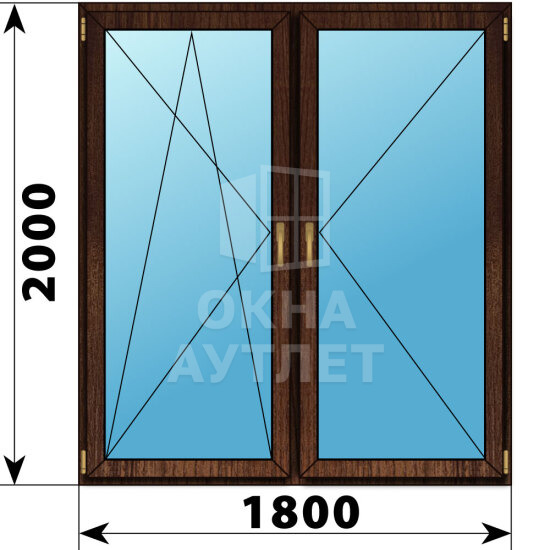 Двухстворчатое окно из дуба 1800×2000 ПО-П ОА-51320