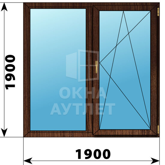 Двухстворчатое окно из дуба 1900×1900 Г-ПО ОА-43926