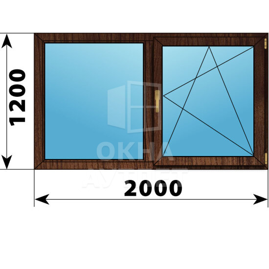 Двухстворчатое окно из дуба 2000×1200 Г-ПО ОА-47319