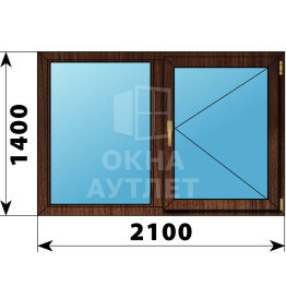 Двухстворчатое окно из дуба 2100×1400 Г-П ОА-47589