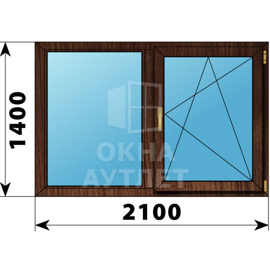 Двухстворчатое окно из дуба 2100×1400 Г-ПО ОА-47625