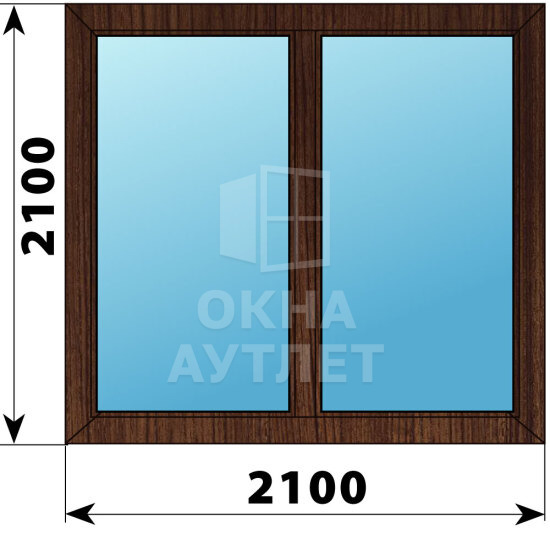 Двухстворчатое окно из дуба 2100×2100 Г-Г ОА-47643