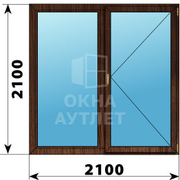 Двухстворчатое окно из дуба 2100×2100 Г-П ОА-48258