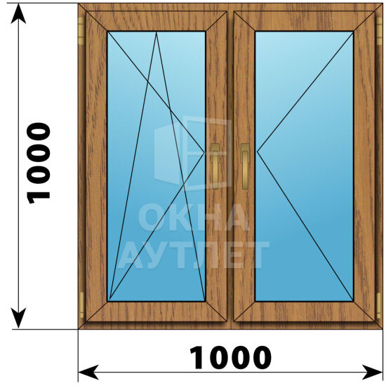 Двухстворчатое окно из лиственницы 1000×1000 ПО-П ОА-45780