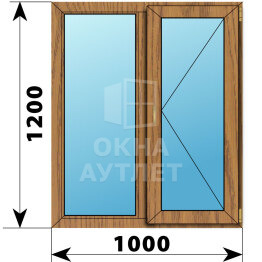 Двухстворчатое окно из лиственницы 1000×1200 Г-ПО ОА-45285