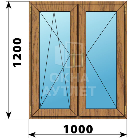 Двухстворчатое окно из лиственницы 1000×1200 ПО-П ОА-45648