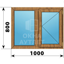 Двухстворчатое окно из лиственницы 1000×800 Г-П ОА-44856
