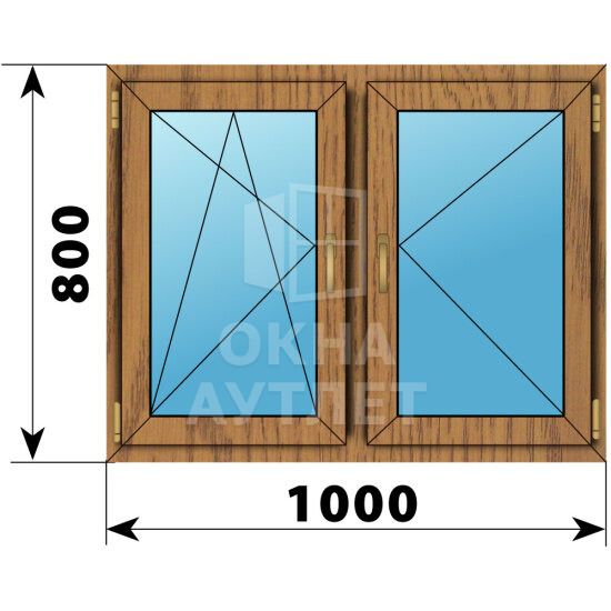 Двухстворчатое окно из лиственницы 1000×800 ПО-П ОА-44937