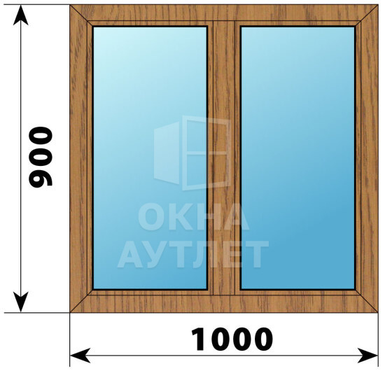 Двухстворчатое окно из лиственницы 1000×900 Г-Г ОА-44265