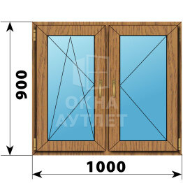 Двухстворчатое окно из лиственницы 1000×900 ПО-П ОА-45363