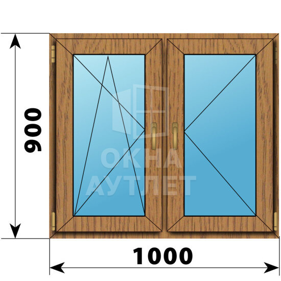 Двухстворчатое окно из лиственницы 1000×900 ПО-П ОА-45363