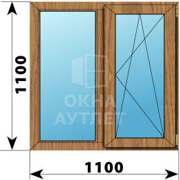 Двухстворчатое окно из лиственницы 1100×1100 Г-ПО ОА-45036