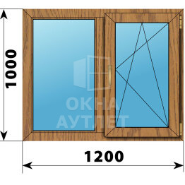 Двухстворчатое окно из лиственницы 1200×1000 Г-ПО ОА-45081