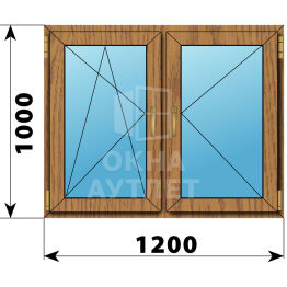 Двухстворчатое окно из лиственницы 1200×1000 ПО-П ОА-45531