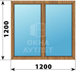 Двухстворчатое окно из лиственницы 1200×1200 Г-Г ОА-44817