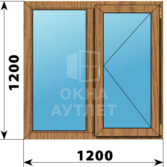 Двухстворчатое окно из лиственницы 1200×1200 Г-П ОА-45561