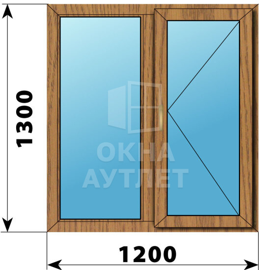 Двухстворчатое окно из лиственницы 1200×1300 Г-П ОА-49661