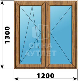 Двухстворчатое окно из лиственницы 1200×1300 ПО-П ОА-50015