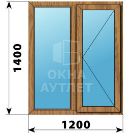 Двухстворчатое окно из лиственницы 1200×1400 Г-П ОА-45642