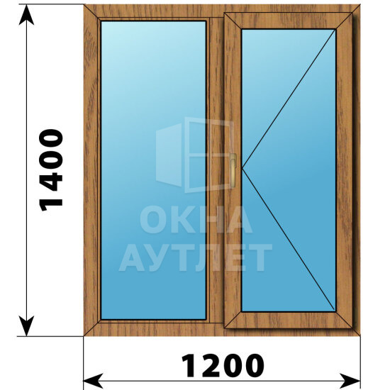 Двухстворчатое окно из лиственницы 1200×1400 Г-П ОА-45642