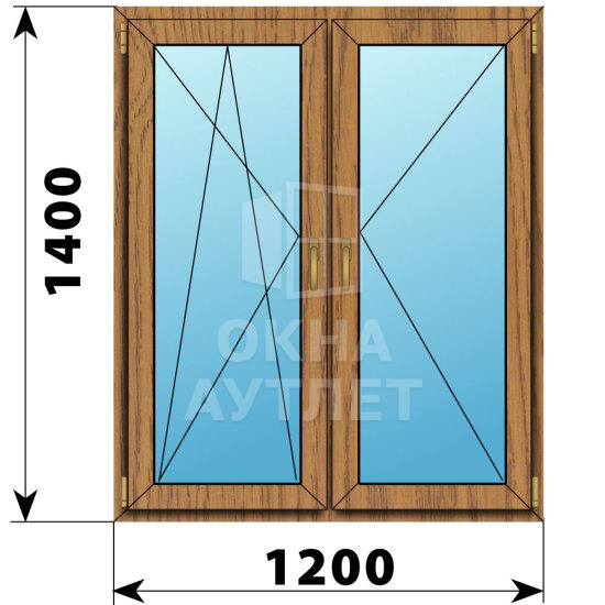 Двухстворчатое окно из лиственницы 1200×1400 ПО-П ОА-49958