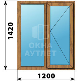 Двухстворчатое окно из лиственницы 1200×1420 Г-П ОА-45864
