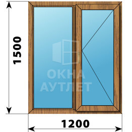 Двухстворчатое окно из лиственницы 1200×1500 Г-П ОА-45819
