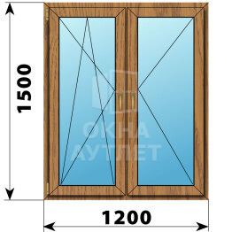 Двухстворчатое окно из лиственницы 1200×1500 ПО-П ОА-50033