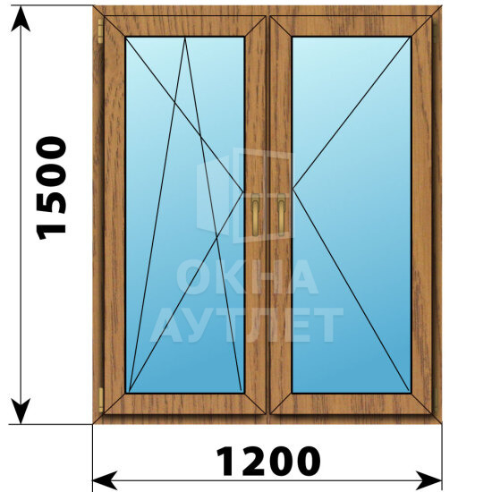 Двухстворчатое окно из лиственницы 1200×1500 ПО-П ОА-50033