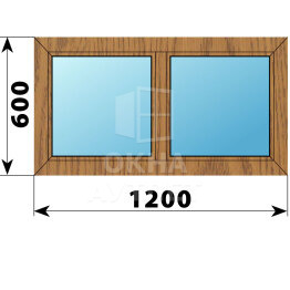 Двухстворчатое окно из лиственницы 1200×600 Г-Г ОА-44214