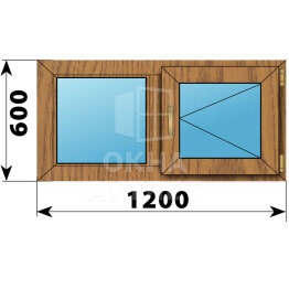 Двухстворчатое окно из лиственницы 1200×600 Г-П ОА-45129