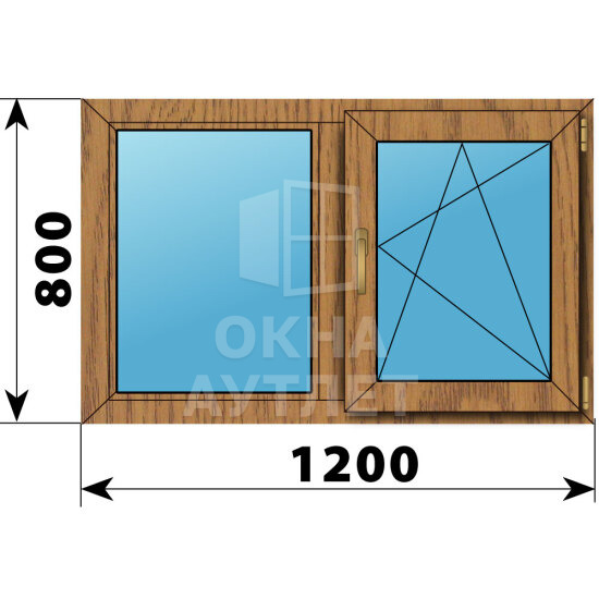 Двухстворчатое окно из лиственницы 1200×800 Г-ПО ОА-49454