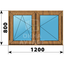 Двухстворчатое окно из лиственницы 1200×800 ПО-П ОА-45837