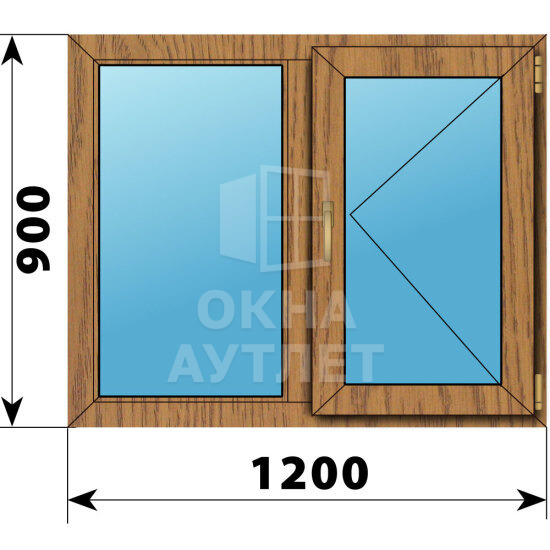 Двухстворчатое окно из лиственницы 1200×900 Г-П ОА-49403