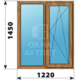 Двухстворчатое окно из лиственницы 1220×1450 Г-ПО ОА-45882