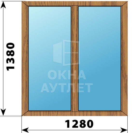 Двухстворчатое окно из лиственницы 1280×1380 Г-Г ОА-45207