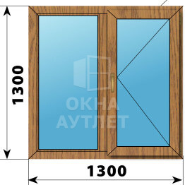 Двухстворчатое окно из лиственницы 1300×1300 Г-П ОА-45903