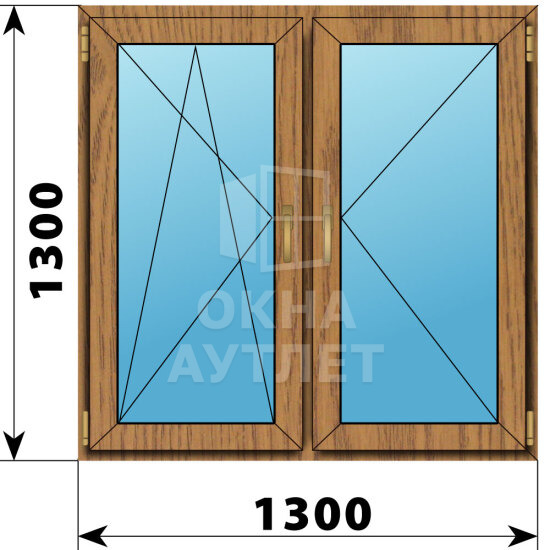 Двухстворчатое окно из лиственницы 1300×1300 ПО-П ОА-46443