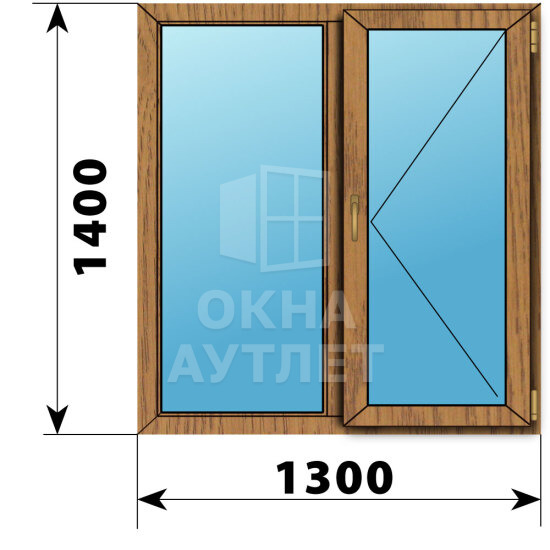 Двухстворчатое окно из лиственницы 1300×1400 Г-П ОА-49715