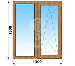 Двухстворчатое окно из лиственницы 1300×1500 Г-ПО ОА-45948