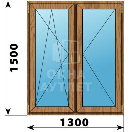 Двухстворчатое окно из лиственницы 1300×1500 ПО-П ОА-46533