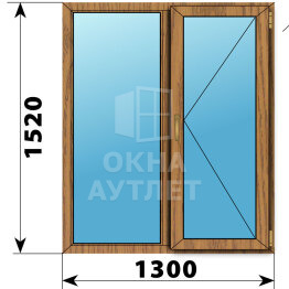Двухстворчатое окно из лиственницы 1300×1520 Г-П ОА-46200
