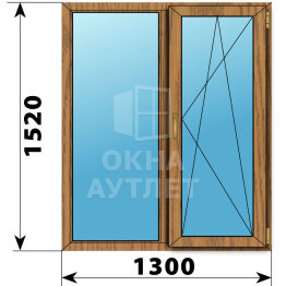 Двухстворчатое окно из лиственницы 1300×1520 Г-ПО ОА-46266