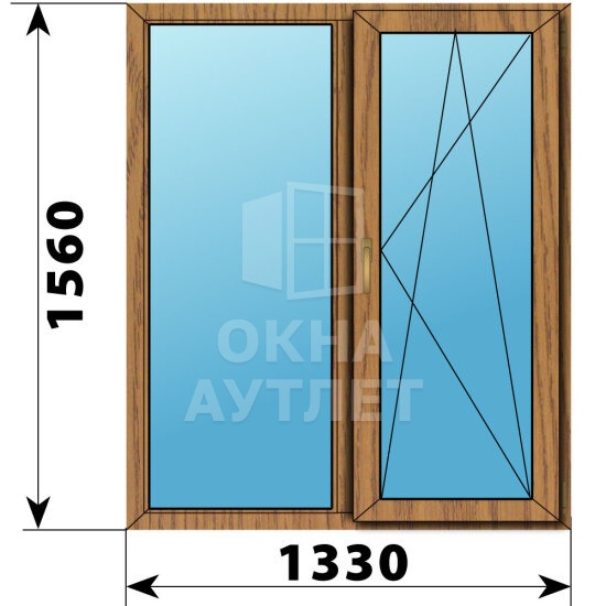Двухстворчатое окно из лиственницы 1330×1560 Г-ПО ОА-46068