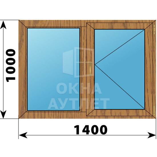 Двухстворчатое окно из лиственницы 1400×1000 Г-П ОА-49859